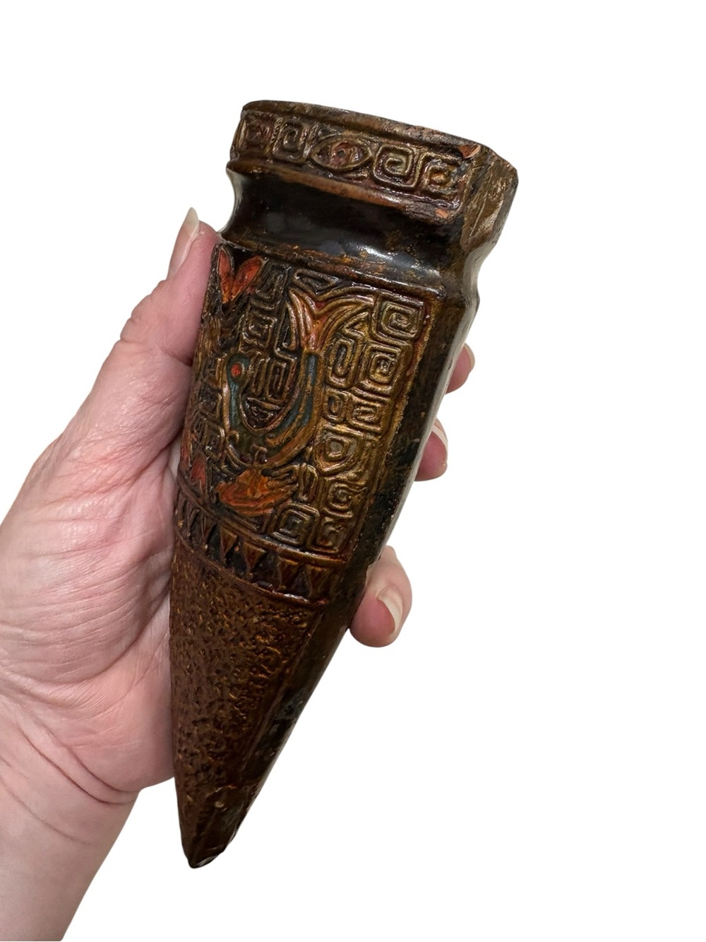 Vintage Black Majolica Pottery Wall Pocket Vases 20s 30s 40s - Picture 11 of 12
